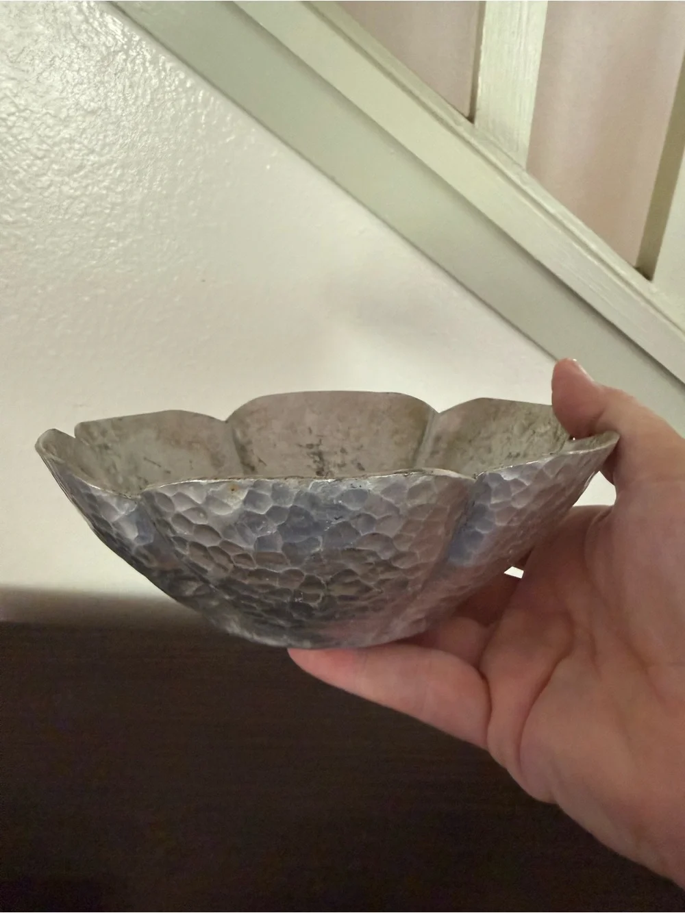 Textured Silver Flower Bowl - Decorative Serveware